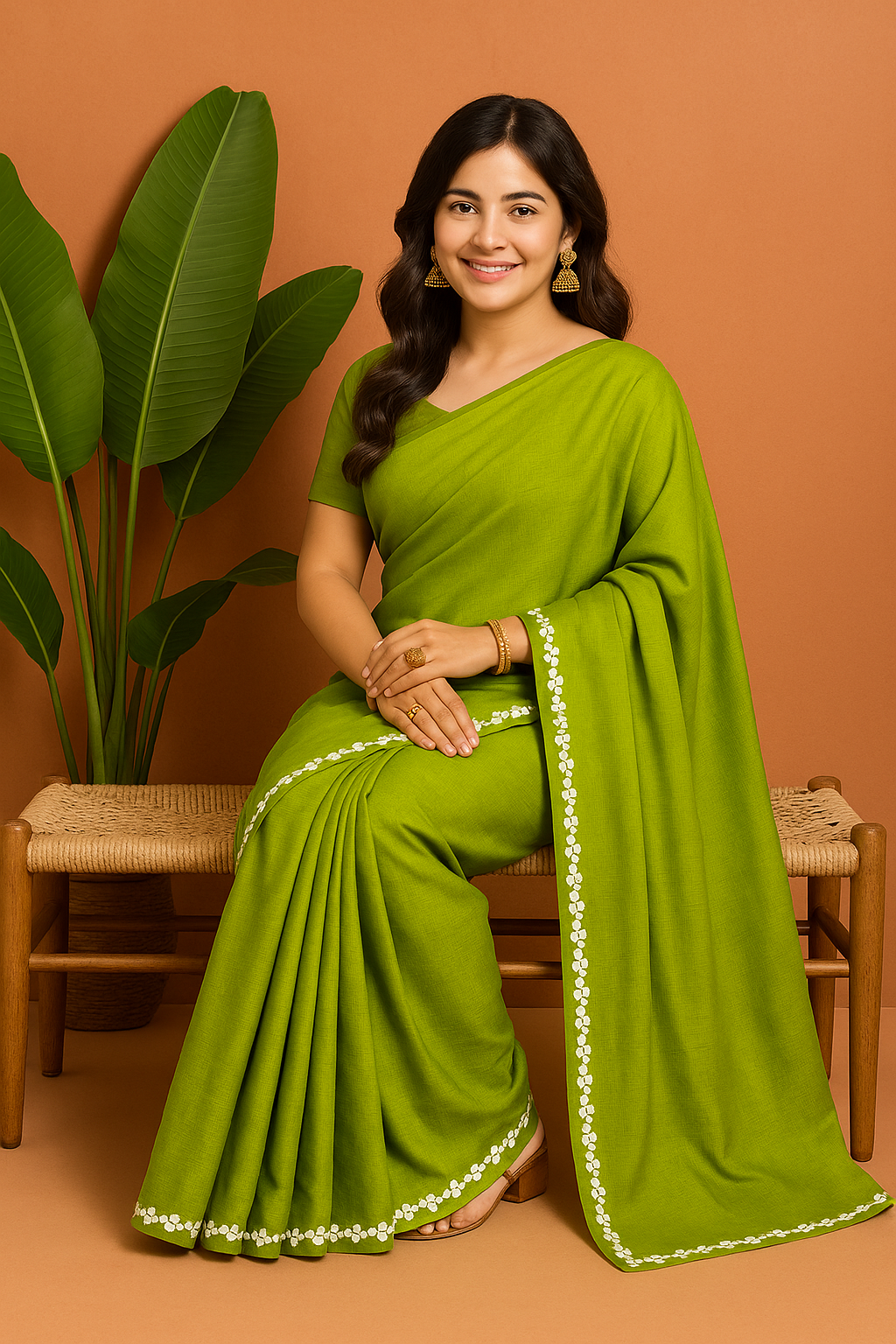 Nayan Tara Lace Border CK Khadi Saree with Blouse Piece